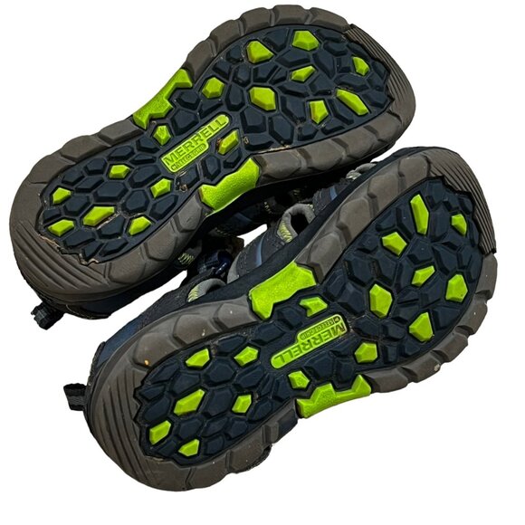 Merrell Boys Hydro Big Kid Youth Size 12 Leather Blue & Green Sandals MC53375 - Picture 3 of 4